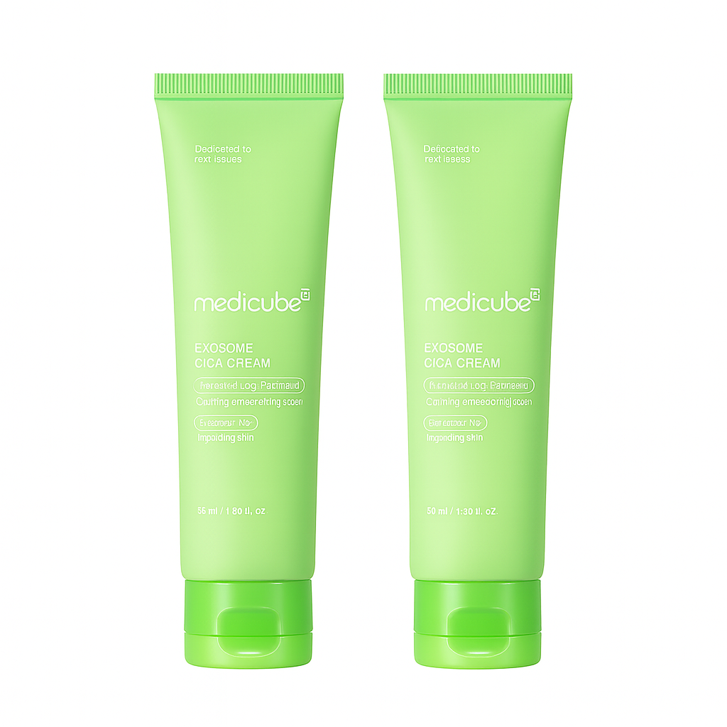 Soothing Cica cream with exosome technology that calms, repairs, and hydrates sensitive skin, restoring barrier strength and long-lasting balance.
