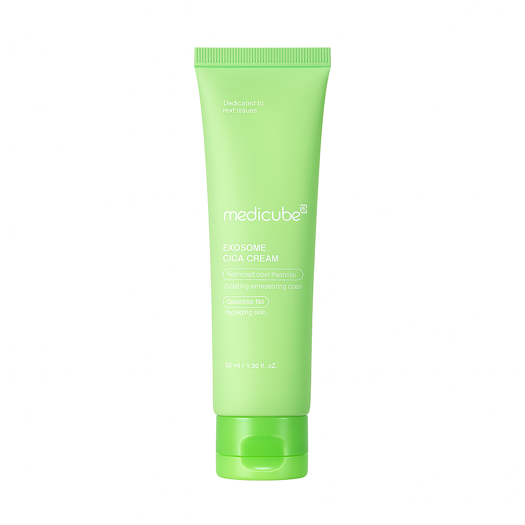 Soothing Cica cream with exosome technology that calms, repairs, and hydrates sensitive skin, restoring barrier strength and long-lasting balance.