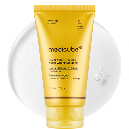 Overnight face mask with kojic acid and turmeric that brightens, hydrates, and renews skin while you sleep, revealing a radiant and even complexion.
