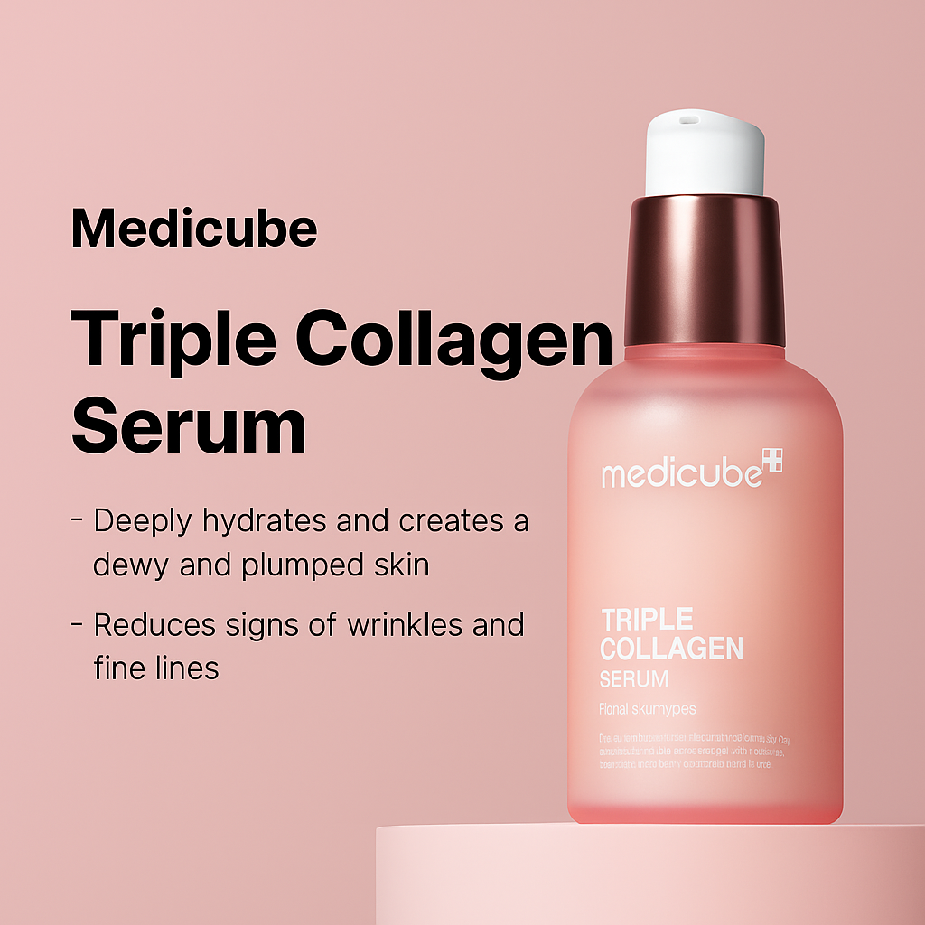 Firming serum with triple collagen and peptides that deeply hydrates, improves elasticity, and restores youthful glow for smoother, radiant skin.