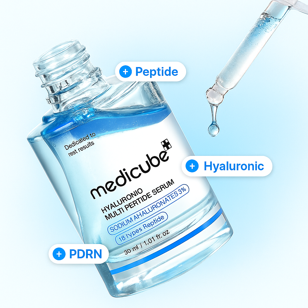 Hydrating peptide serum with multi-layer hyaluronic acid that firms, plumps, and smooths skin for long-lasting moisture and youthful elasticity.