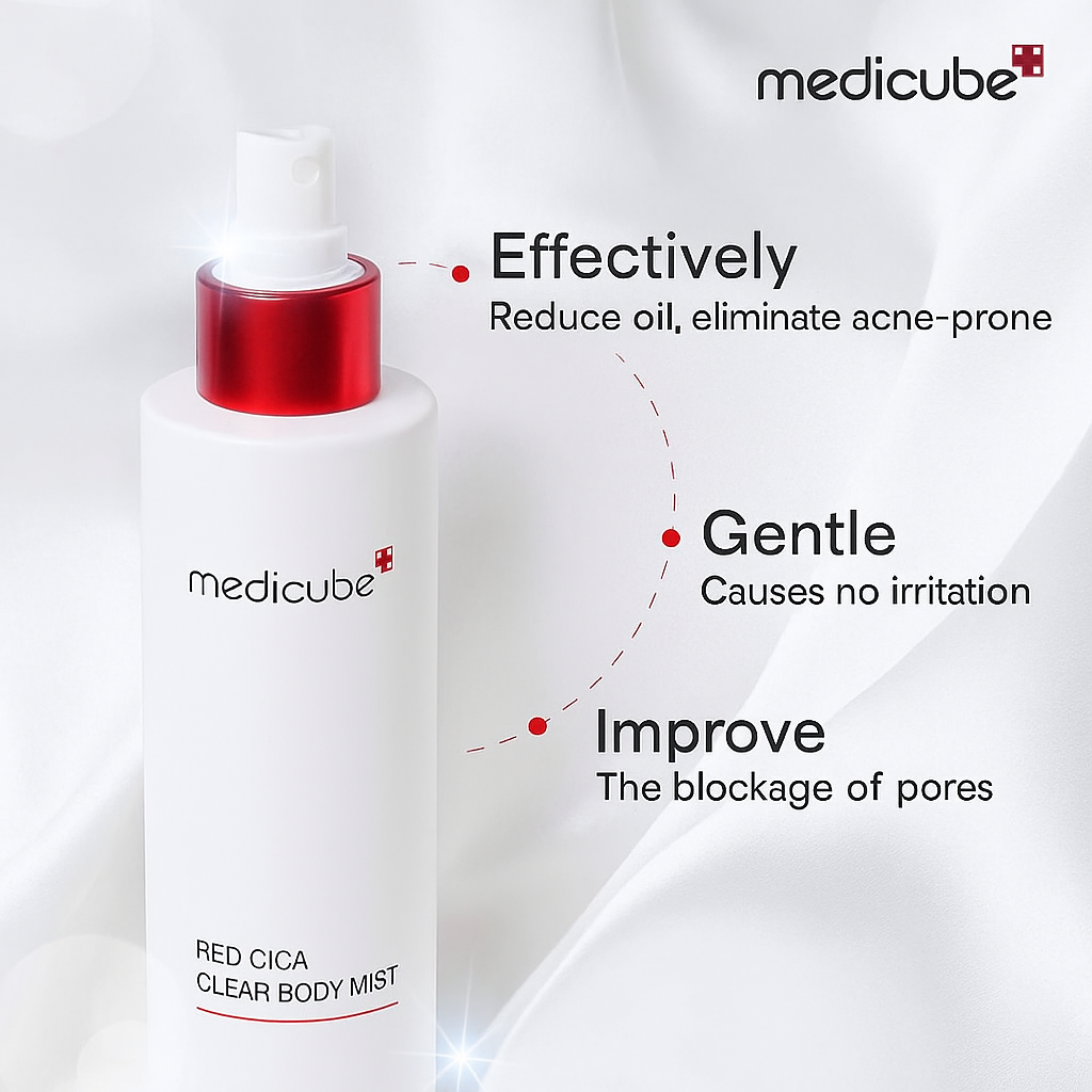 Body mist with AHA, BHA, and Cica that calms redness, clears acne, and refreshes skin with lightweight hydration for a smooth, balanced appearance.