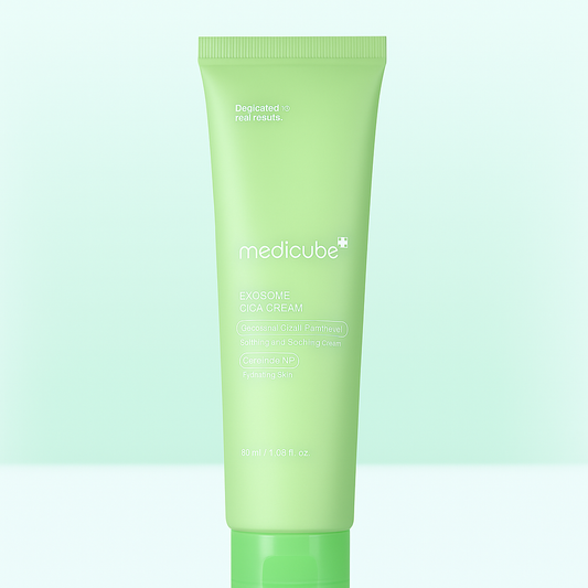 Soothing Cica cream with exosome technology that calms, repairs, and hydrates sensitive skin, restoring barrier strength and long-lasting balance.
