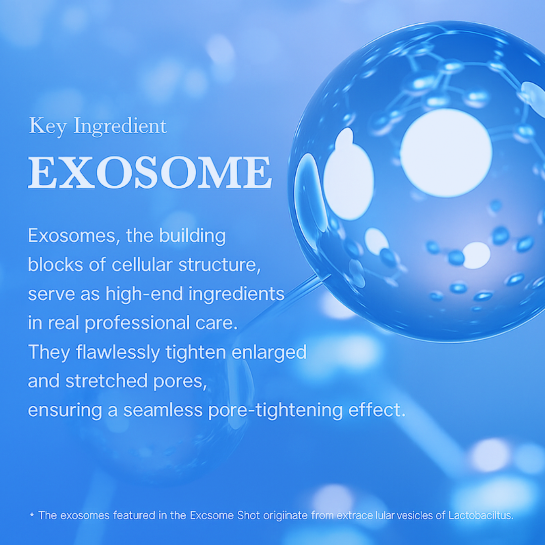 Concentrated exosome ampoule that regenerates skin, improves firmness, and restores radiance with professional-level results in just one application.