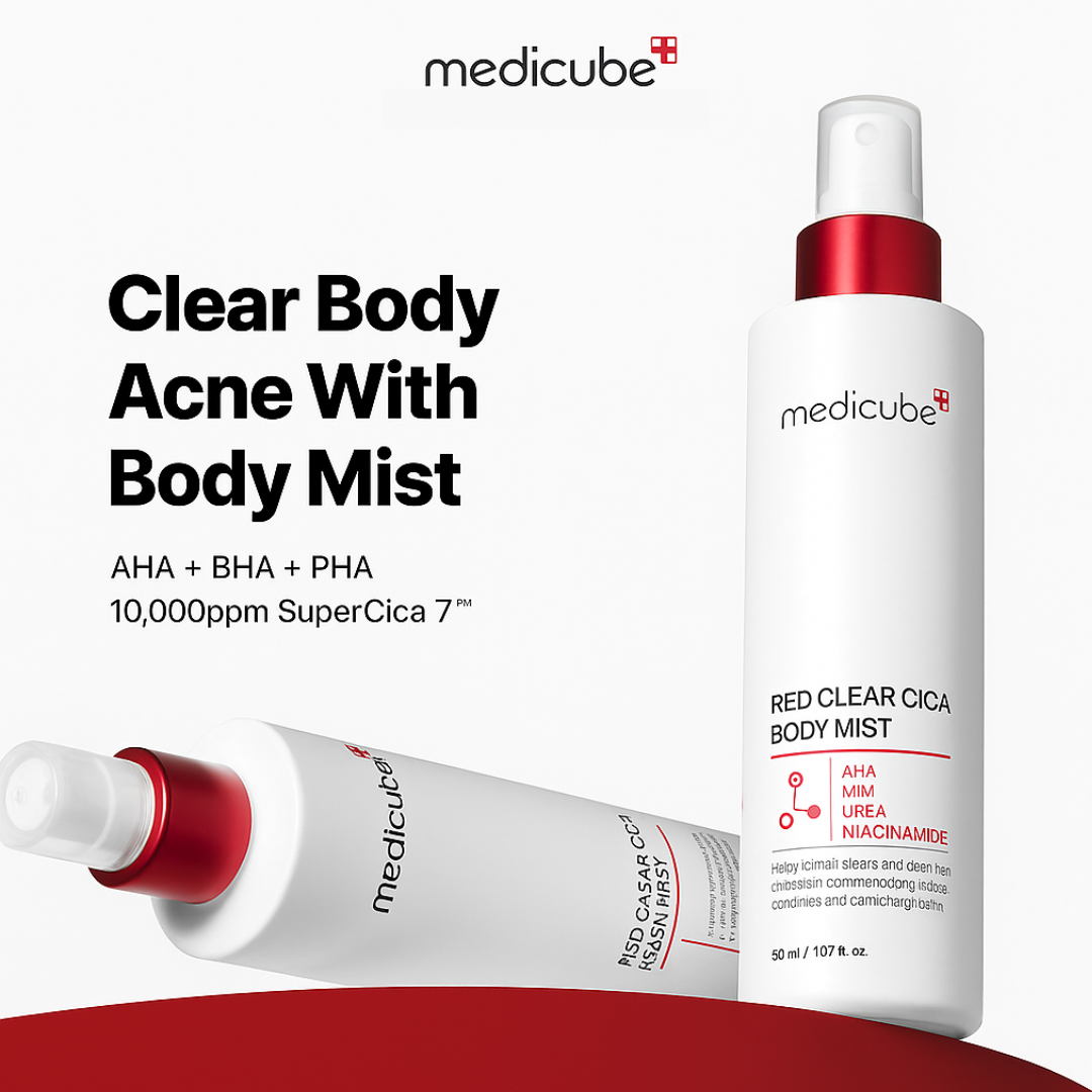 Body mist with AHA, BHA, and Cica that calms redness, clears acne, and refreshes skin with lightweight hydration for a smooth, balanced appearance.