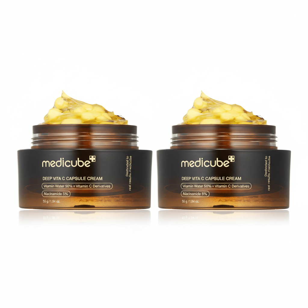 Vitamin C cream with brightening capsules that hydrates, evens skin tone, and enhances radiance while protecting against oxidative stress.