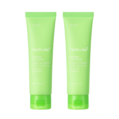 Soothing Cica cream with exosome technology that calms, repairs, and hydrates sensitive skin, restoring barrier strength and long-lasting balance.