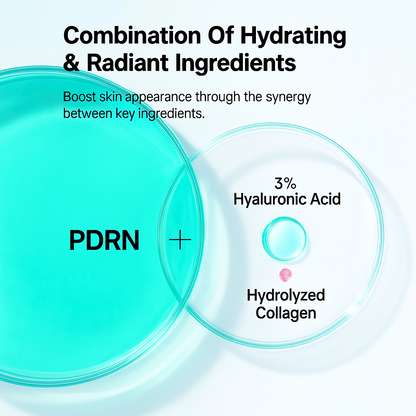 Hydrating serum with PDRN and Hyaluronic Acid that boosts skin regeneration, deep hydration, and radiance for smooth, revitalized, and youthful-looking skin.