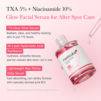 Brightening serum with 15% TXA and niacinamide that fades dark spots, evens tone, and restores skin clarity for a luminous, healthy complexion.