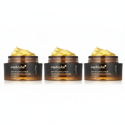 Vitamin C cream with brightening capsules that hydrates, evens skin tone, and enhances radiance while protecting against oxidative stress.